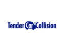 Tender Car Collision logo with a blue car silhouette between the words 'Tender' and 'Collision', indicating auto body repair services