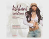 Promotional concert poster for Kelani World Tour featuring a tattooed woman; Milwaukee show Friday, August 7 at Landmark Credit Union Live