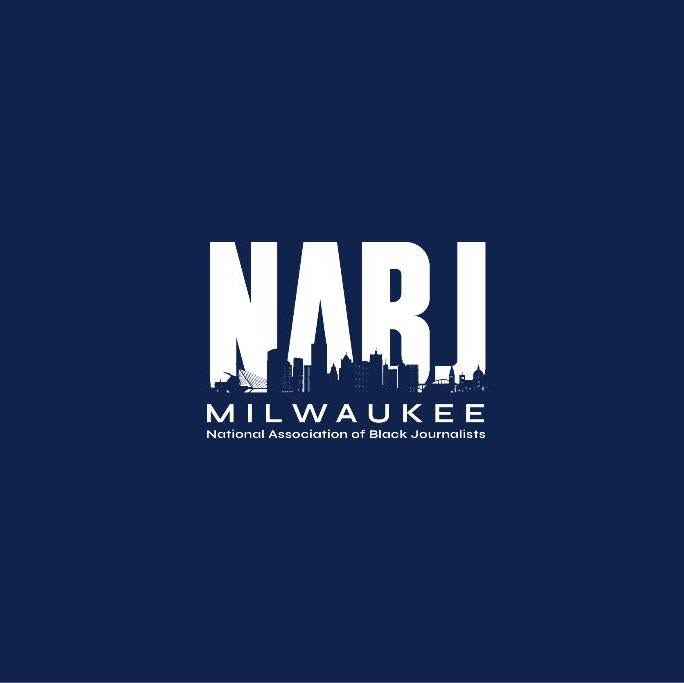 NABJ Milwaukee logo with a city skyline silhouette and the text 'National Association of Black Journalists' on a dark blue background.