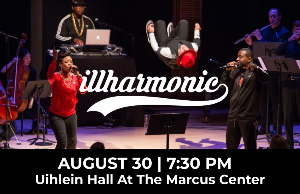 Live stage performance with two vocalists and a band; a bold white logo overlays the center and a black banner lists the date and venue.